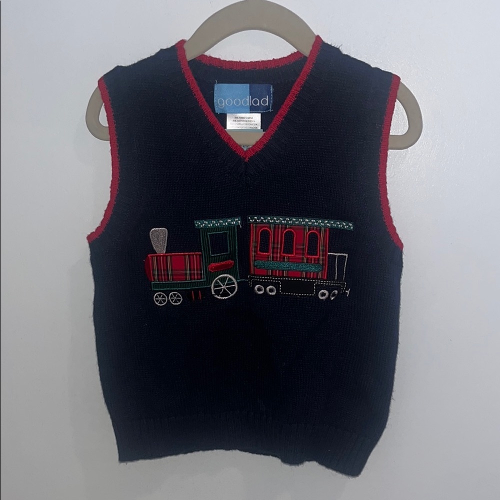 Vintage Train Christmas Winter Boys Baby Toddler Sweater Vest 24 Months